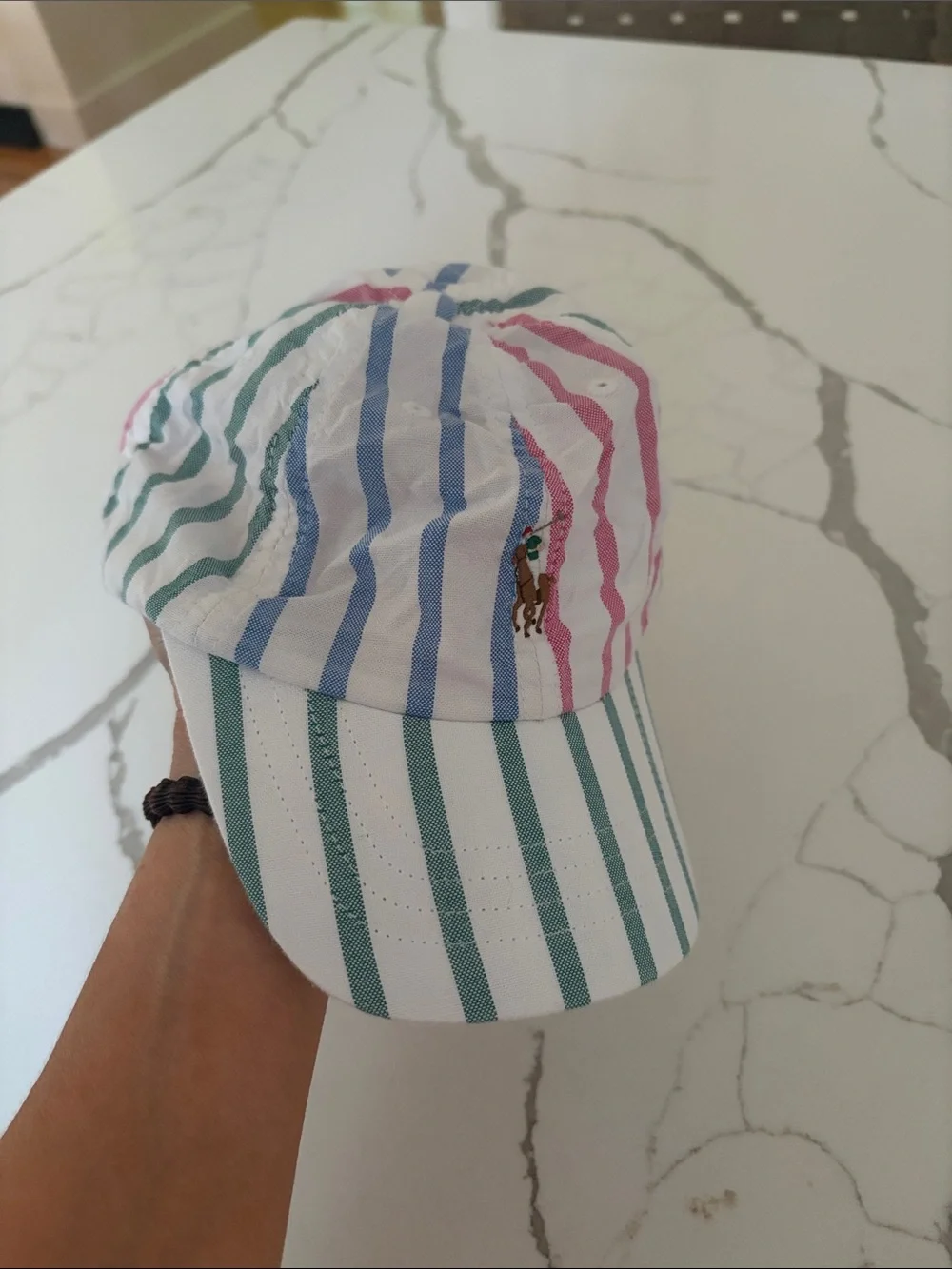 Preppy kids polo stripe pastel hat